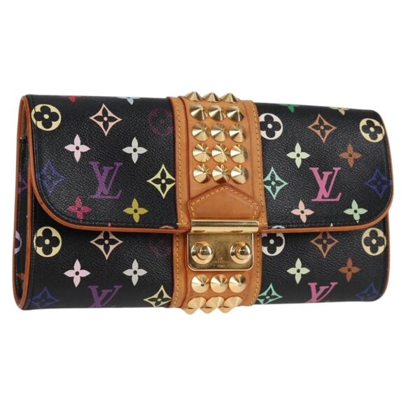 LOUIS VUITTON Multicolor Pochette Courtney Clutch Bag Black M45640 Auth - Picture 1 of 16